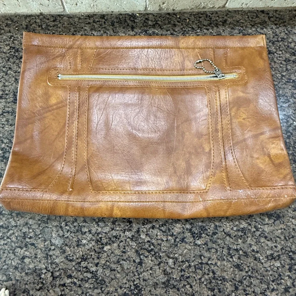 Vintage 1975 American Tourister Tan Faux Leather Document Clutch Bag Japan Made